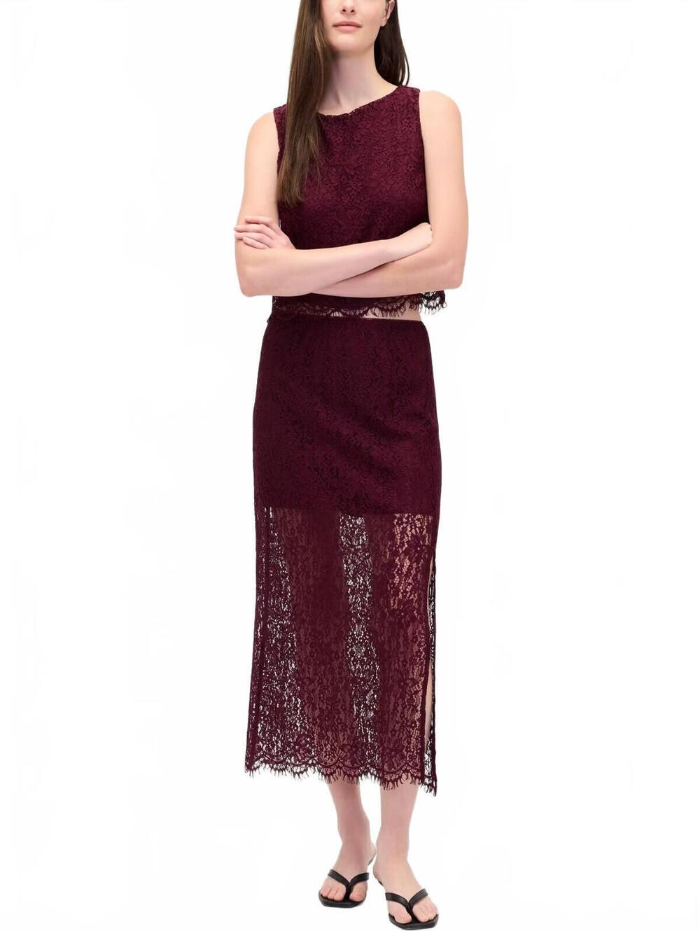 Gap Tall Lace Maxi Skirt NWT Tuscan Red Medium Tall
